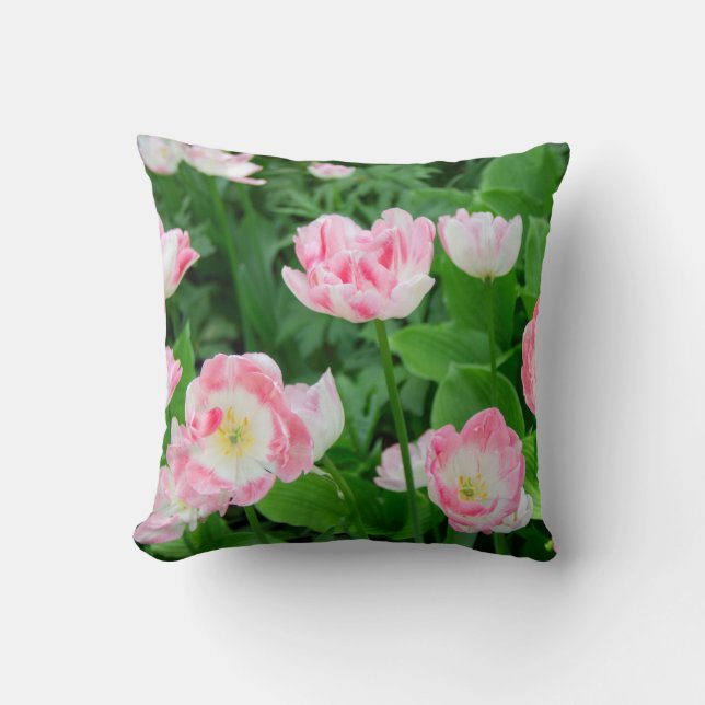 Coussin Champ de tulipes roses (Recto)