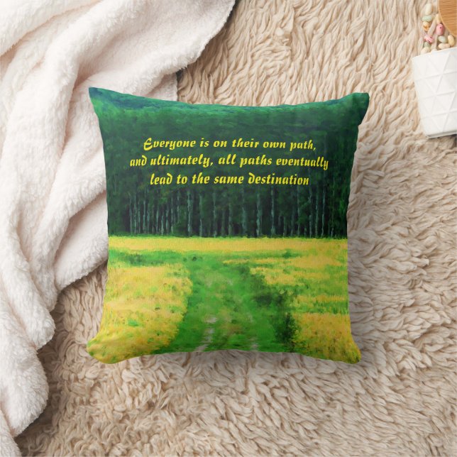 Coussin Champ Jaune Sur Le Chemin Citation Inspirante  (Couverture)