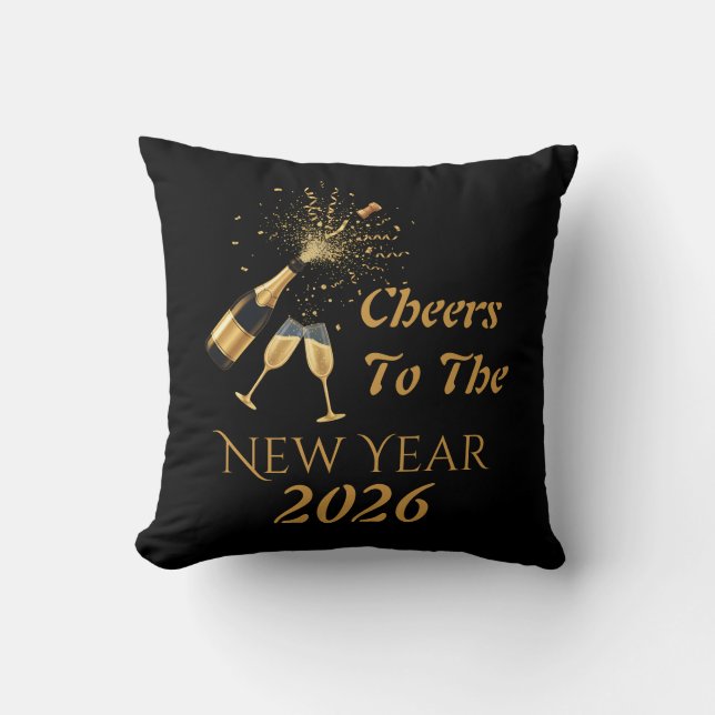 Coussin  Champagne Doré Acclamez la Nouvelle Année (Recto)