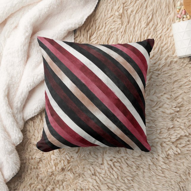 Coussin Champagne Rose Bourgogne Noir Rayures   (Couverture)