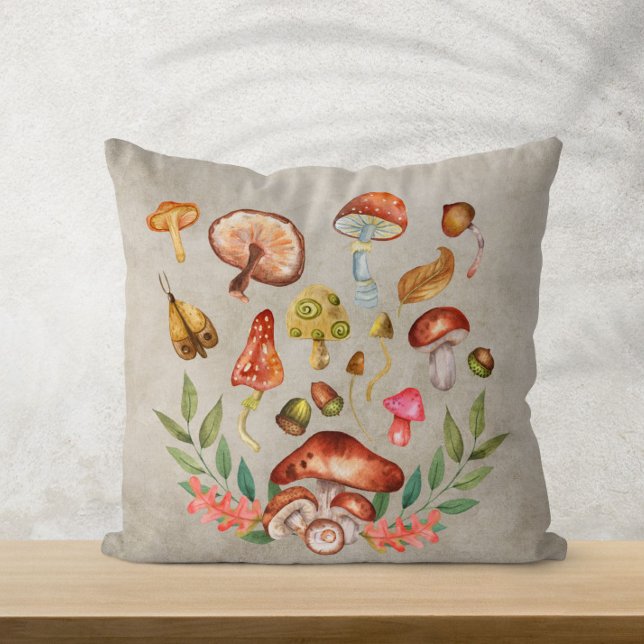 Coussin Champignon aquarelle (Créateur téléchargé)