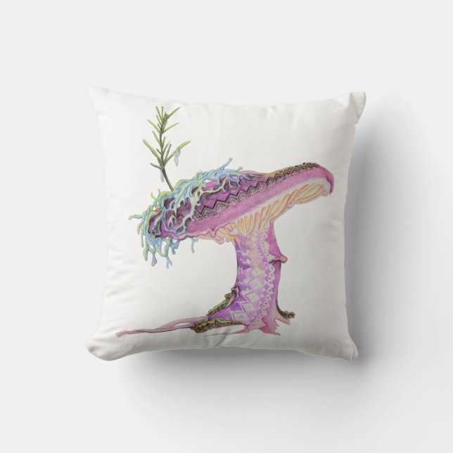Coussin Champignon aquarelle fantaisiste (Recto)