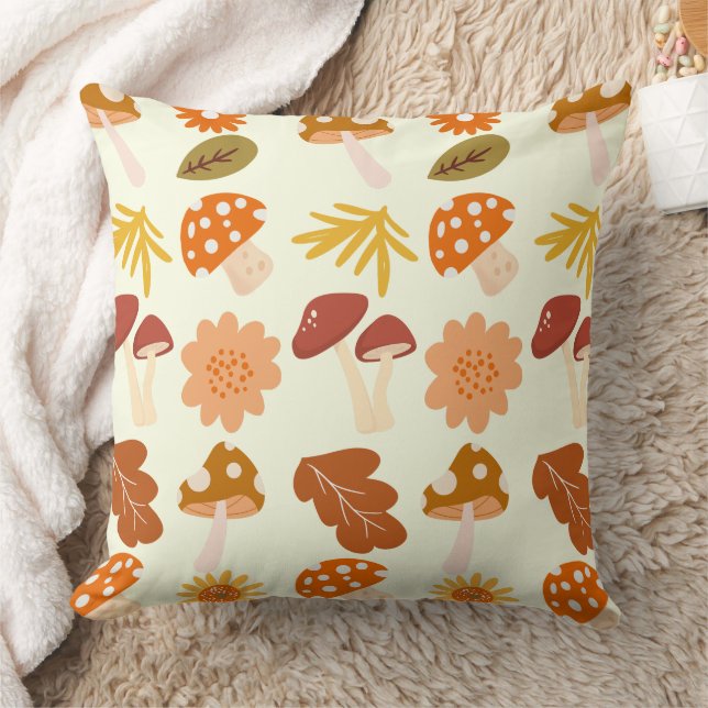 Coussin Champignon Brown À L'Oreiller À Jets D'Automne (Couverture)