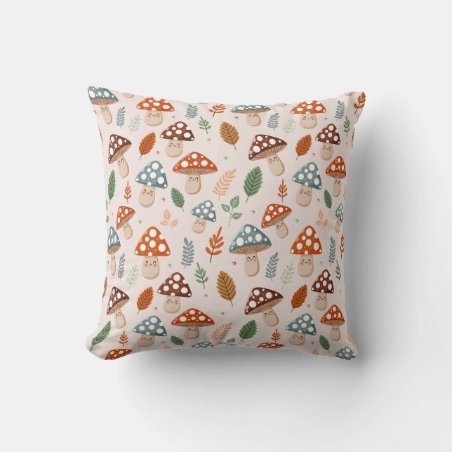 Coussin Champignon, Feuillage d'automne, Motif de la natur (Recto)