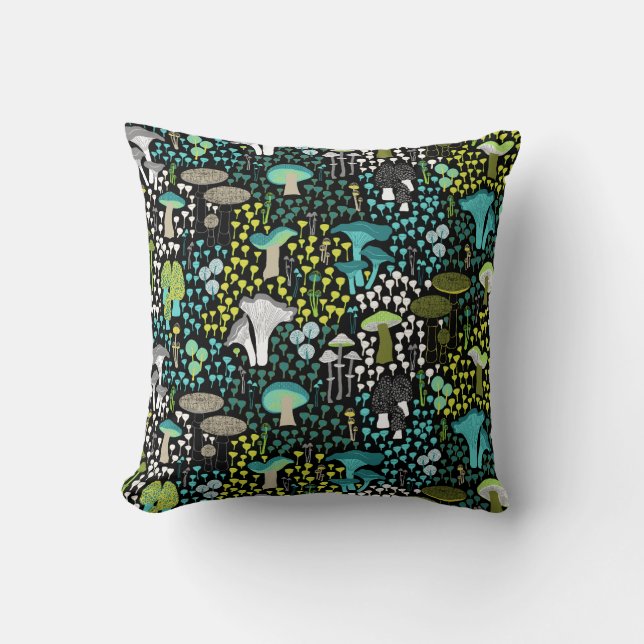 Coussin Champignon rétro turquoise (Recto)