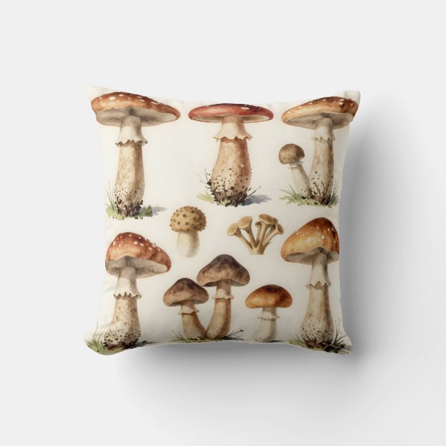 Coussin Champignon Toadstool Botanique Fungi Vintage  (Recto)