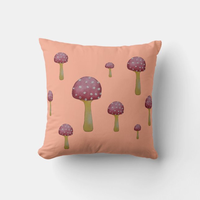 Coussin Champignons à taches rouges et blanches (Recto)