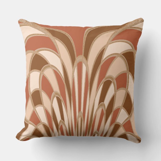 Coussin Champignons Abstraits - Art Déco - Suede (Recto)