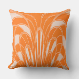 Coussin Champignons Abstraits - Art Déco - Tangerine