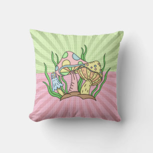 Coussin Champignons d'art pop rétro