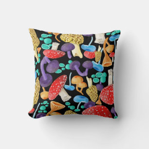 Coussin Champignons en teintes de roulette couleur