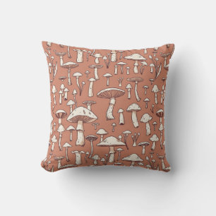 Coussin Champignons Imprimer sur Terracotta Brown