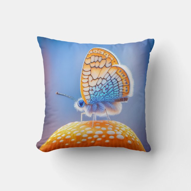 Coussin Champignons papillons Calme Nature paisible (Recto)