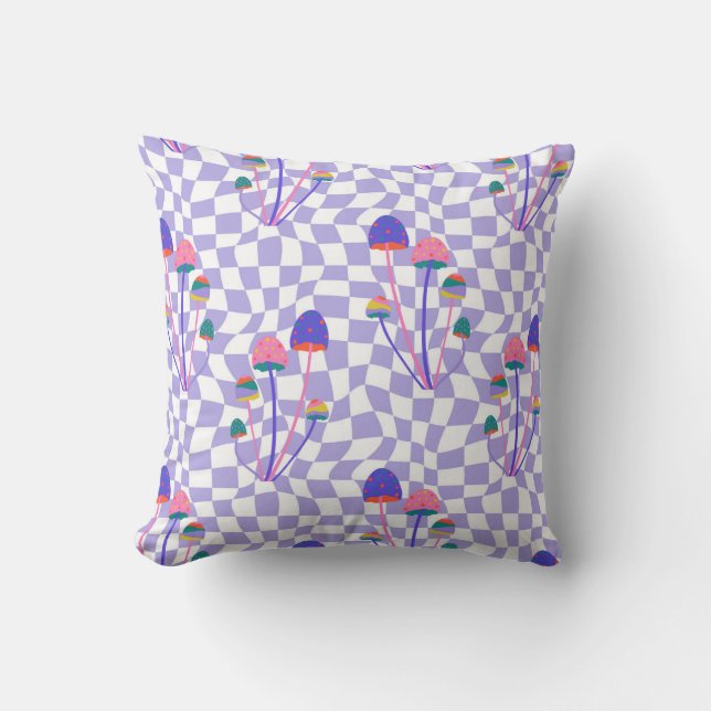 Coussin Champignons psychédéliques Wonderland (Recto)