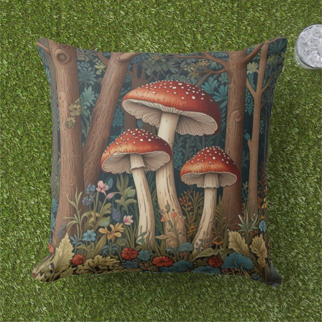 Coussin Champignons rétro (Herbe)