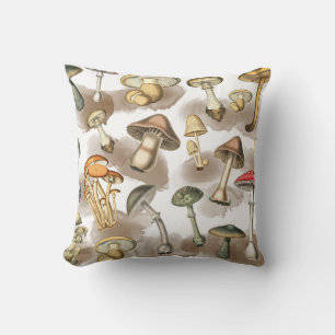 Coussin Champignons vintages de Forêt Rustique