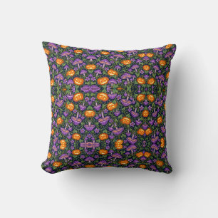 Coussin Champignons Violets Jardin de Citrouilles Hallowee