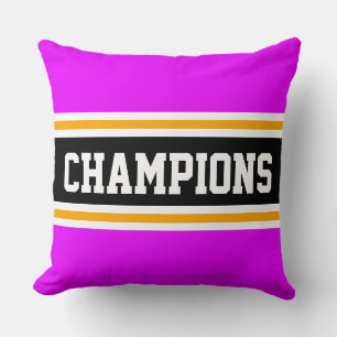 Coussin CHAMPIONS Gras Bright rose noir rayures athlétique