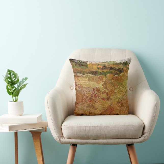 Coussin Champs de blé avec Auvers de Vincent van Gogh (Chaise)