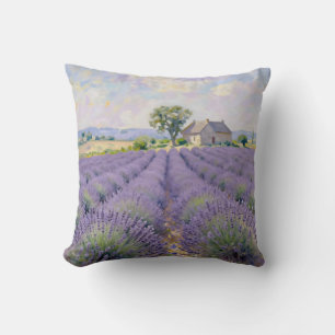 Coussin Champs de Lavande Provence Cottage Impressionniste