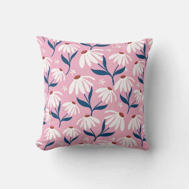 Coussin Champs de marguerite joyeux (Recto)