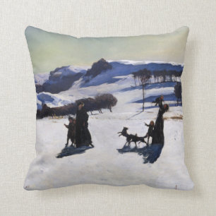 Coussin Champs de neige par un cadeau américain de Noël de