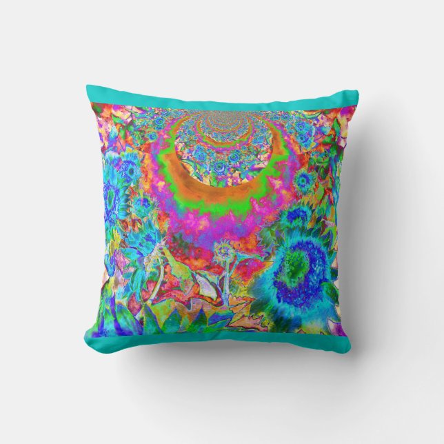 Coussin Champs de tournesol pour toujours - bleu (Recto)