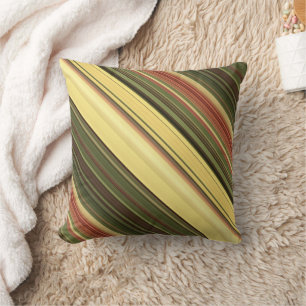 Coussin Champs de Verge d'Or Jaune et Rayure Verte