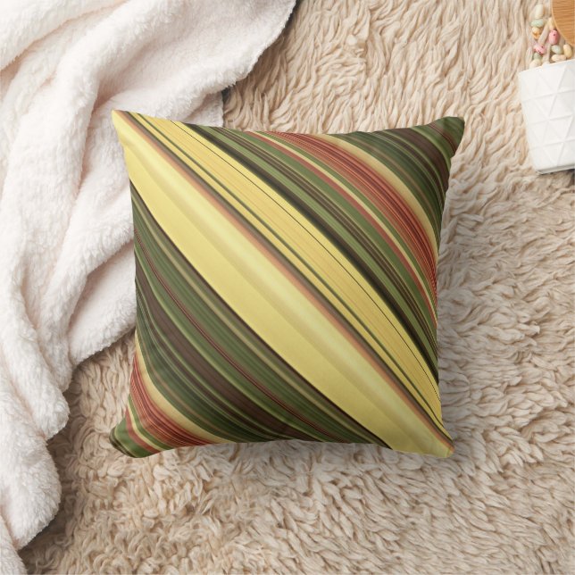 Coussin Champs de Verge d'Or Jaune et Rayure Verte (Couverture)