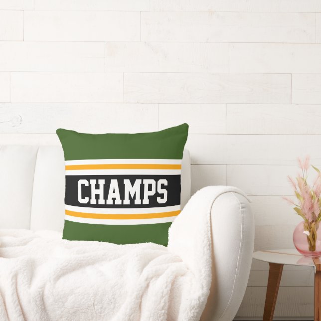 Coussin CHAMPS Forest Green Black Yellow Racing Stripes (Canapé)