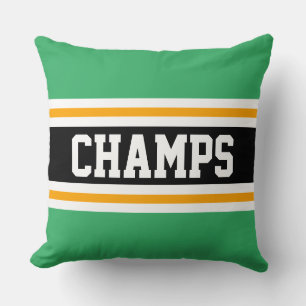 Coussin CHAMPS Sportif Vert clair Noir Jaune rayures
