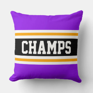 Coussin CHAMPS Sporty Fun Violet Noir Orange Rayures