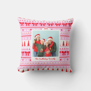 Coussin Chandail de Noël Motif et 2 famille de photos