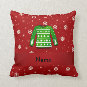 Coussin Chandail laid vert nommé fait sur commande de No