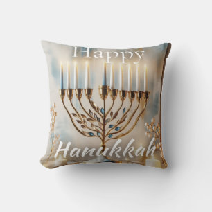 Coussin Chandeleur de Hanukkah aquarelle moderne luxe 