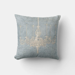 Coussin Chandelier bleu blanc parisien Art Floral