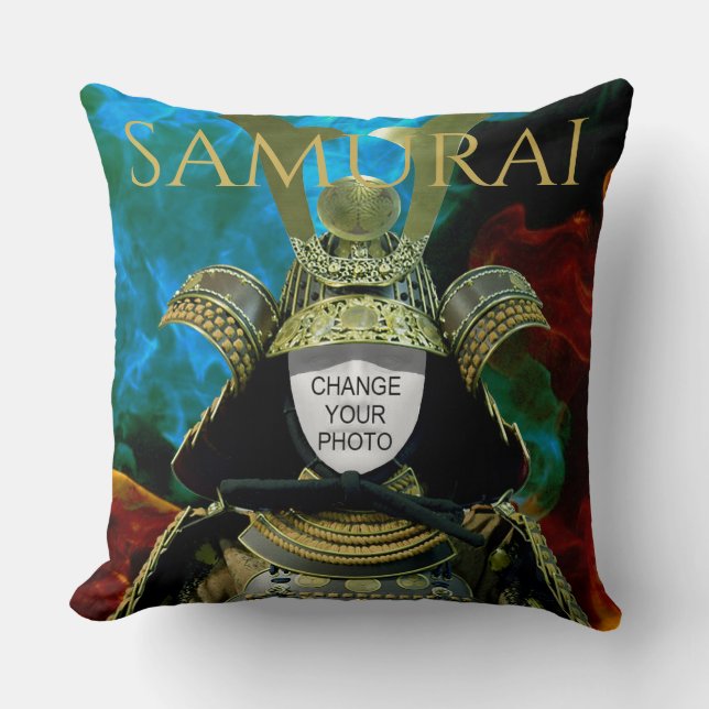 Coussin Changeable Votre Photo, Casque Samurai (Recto)