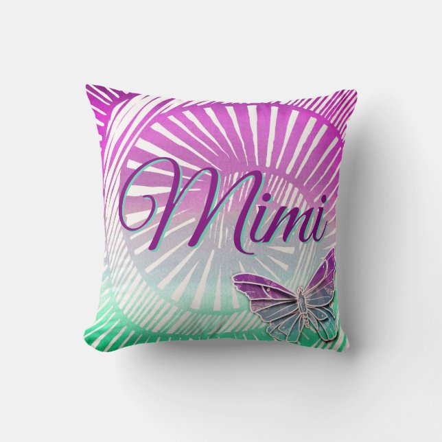 Coussin Changement de nom Grand-mère Purple Swirl & Butfly (Recto)