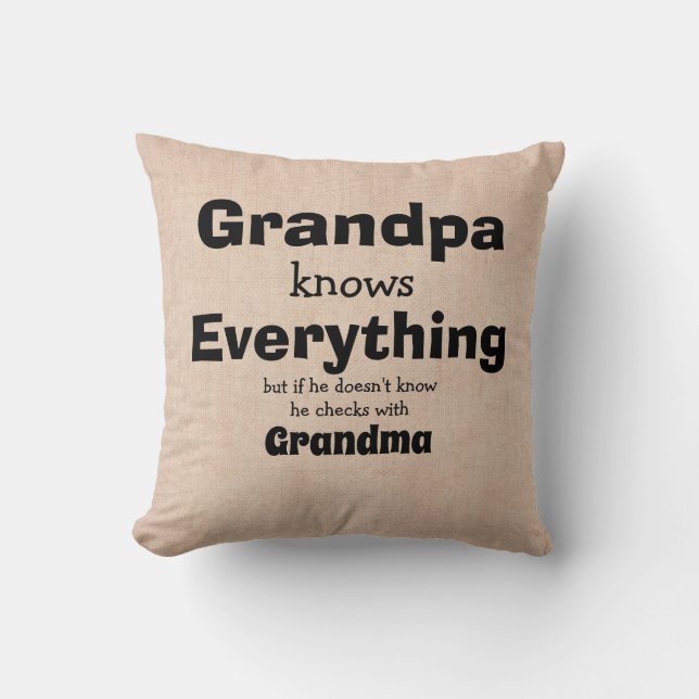 Coussin Changement de nom Grand-père sait tout - Grand-mèr (Recto)