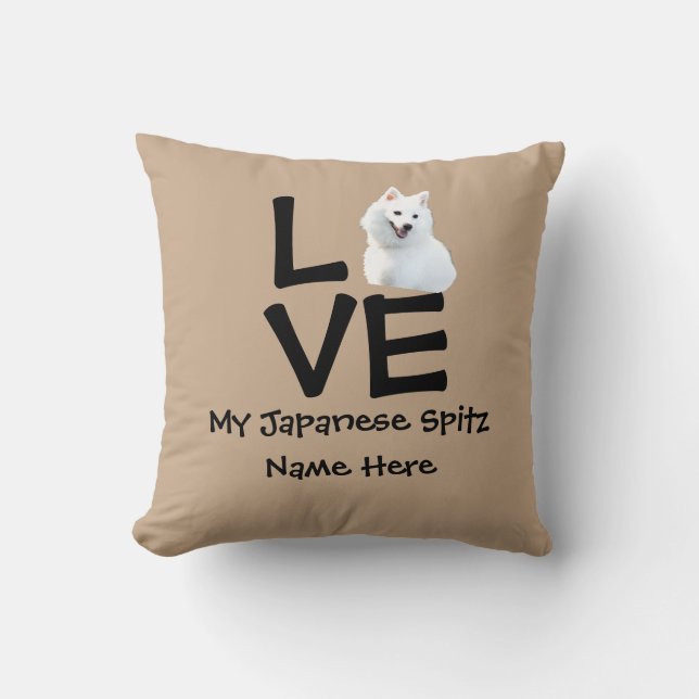 Coussin Changer de nom Texte photo Japonais Spitz Love Chi (Recto)