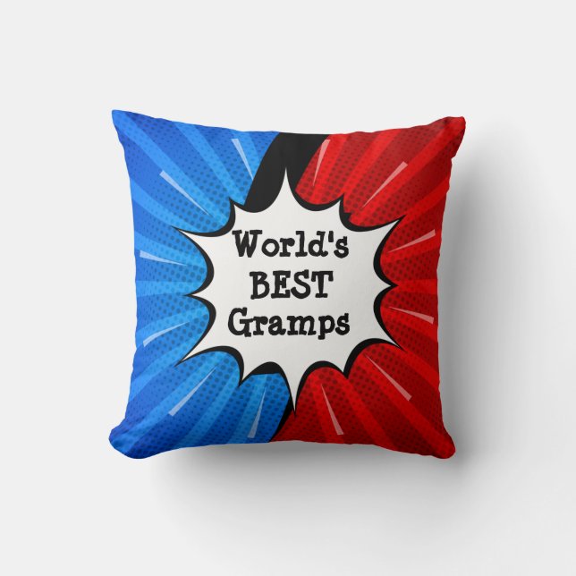 Coussin Changer de nom Worlds Best Gramps Red Blue Comic (Recto)