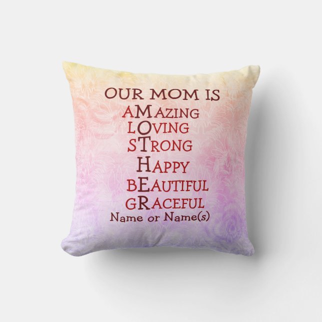 Coussin Changer le texte, Notre maman est MAMAN Mots, Ajou (Recto)