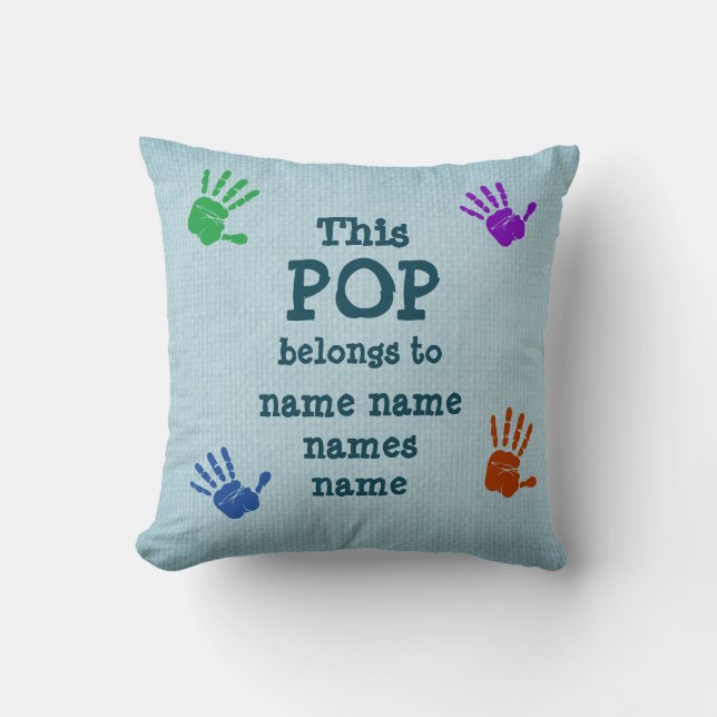 Coussin Changer TOUT Texte - Ce POP appartient au Grand-pè (Recto)