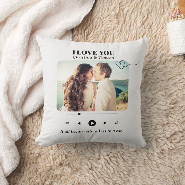 Coussin Chanson Playlist Photo Love Saint Valentin Cadeau (Couverture)