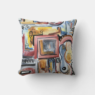 Coussin Chanter Dans La Cuisine-Art Abstrait Aquarelle