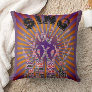 Coussin Chanter Gospel Music Chorale Purple Orange