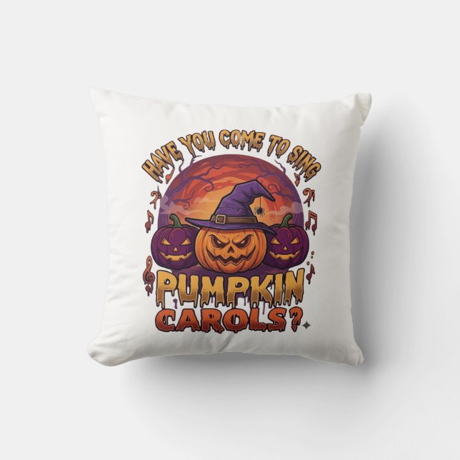 Coussin Chants de citrouille Halloween Citrouilles Chapeau (Recto)