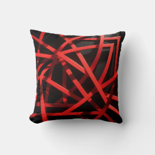 Coussin Chaos Abstrait Géométrique Rouge