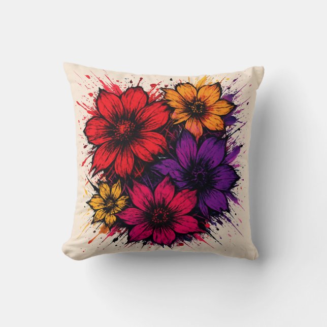 Coussin Chaos Bloom - Gras Floral Splash (Recto)