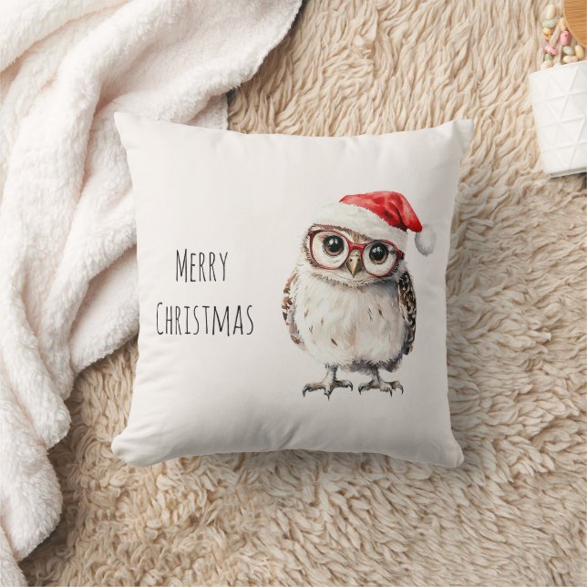 Coussin Chapeau de Noël de Santa chouette (Couverture)